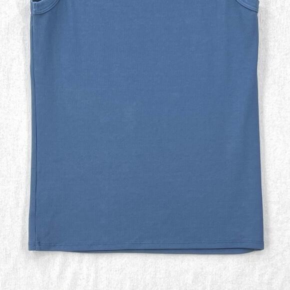 ENZA COSTA Supima Rib Scoop Tank Top Womens Medium Blue Sleeveless Quiet Luxury - Picture 8 of 13